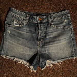 Distressed Denim High Rise Shorts